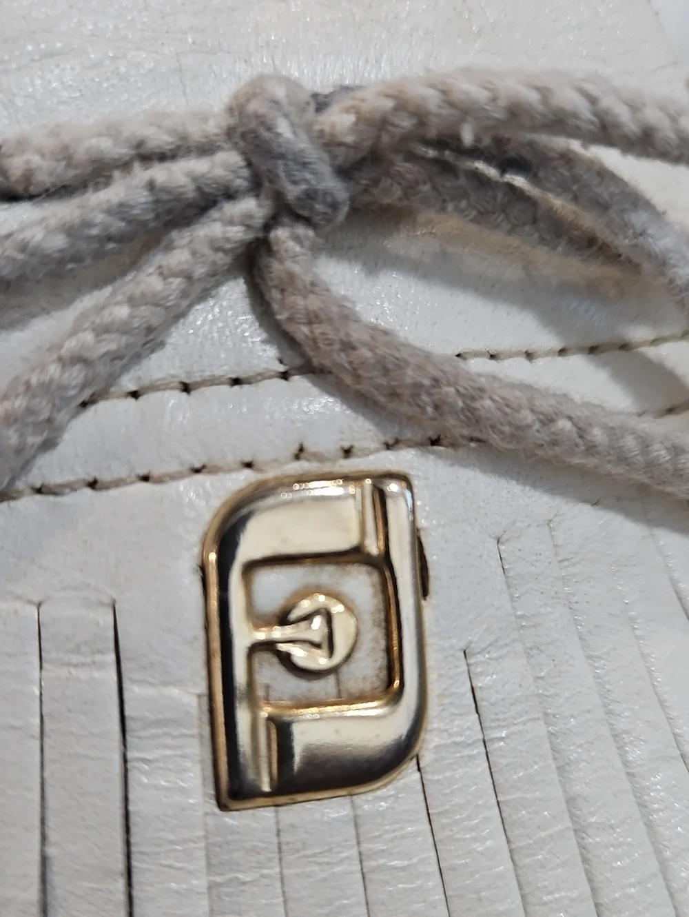 FootJoy White Leather Kiltie Lace-Up Loafers with Gold Accent